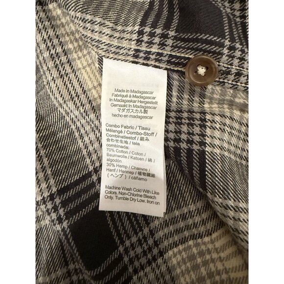 NWT J Crew Cotton Hemp Flannel Plaid Shirt Tan Black Mens Size L $118 [jb] - Picture 8 of 8